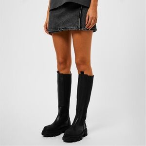 Ganni Black Cleated High Chelsea Boots